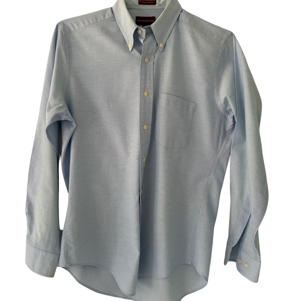 Chaps Ralph Lauren Blue Button Down Shirt Neck Size 15.5 Excellent Condition